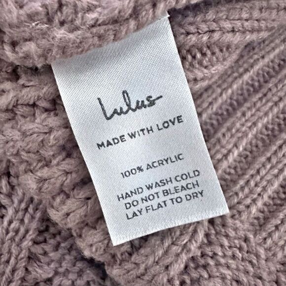 LULU'S | Crisp Mornings Cable Knit Turtleneck Sweater Dress Brown Oversize | XS - Picture 5 of 6